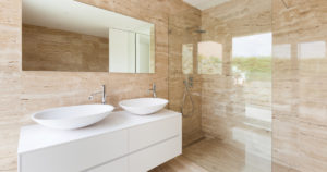 modern bathroom with glass showers - cornwall glass